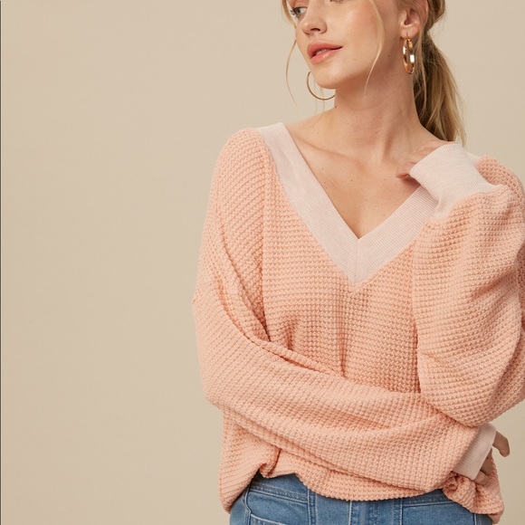 NWT Waffle Knit Pink Top - Picture 2 of 7